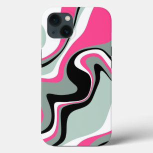 Black, Grey and Pink Fluid Abstract  iPhone 13 Case