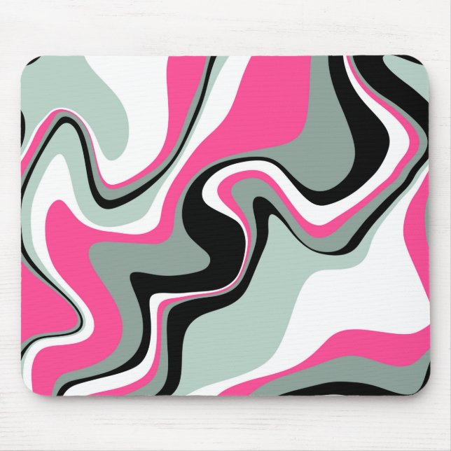 Black, Grey and Pink Fluid Abstract Mouse Pad (Front)