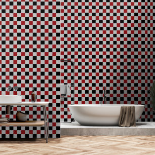 Black Grey and Red Check Wallpaper