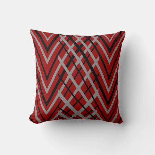 Black, Grey and Red Pattern Cushion