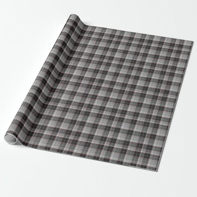 Black, grey and red stripe plaid Masculine design Wrapping Paper (Unrolled)