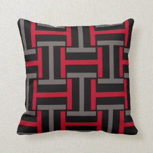 Black, Grey and Red T Weave Cushion