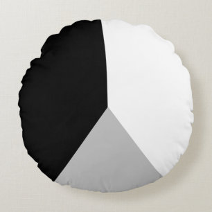 Black Grey and White Abstract Geometric Shape Round Cushion