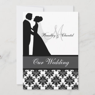 Black, Grey, and White Couple Wedding Invitation