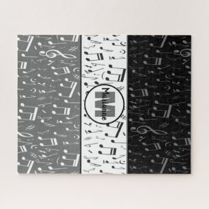 Black grey and white music notes jigsaw puzzle