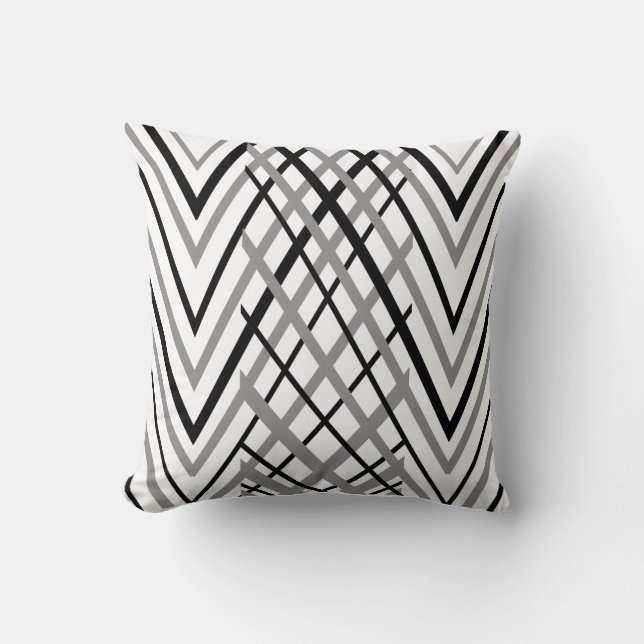Black, Grey and White Pattern Cushion (Front)