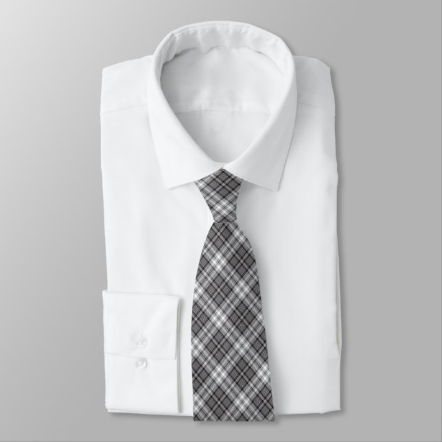 Black , grey and white plaid pattern tie (Tied)