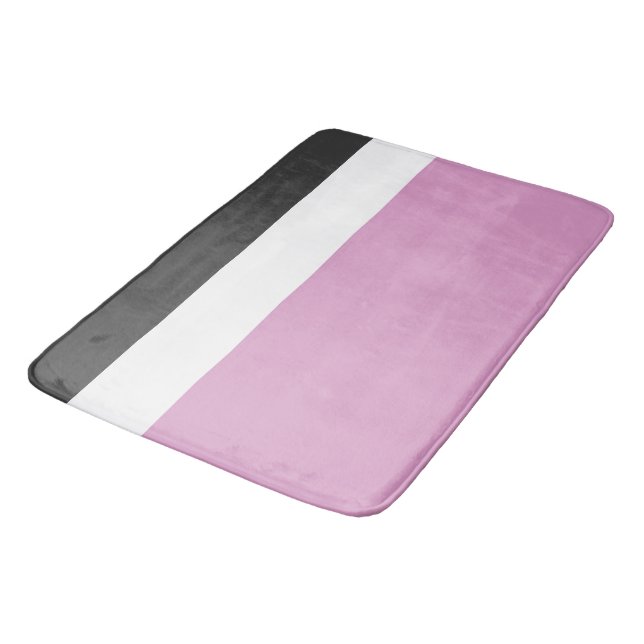 Black, Grey and White Stripes  Bath Mat (Angled)