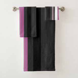 Black, Grey and White Stripes Bath Towel Set