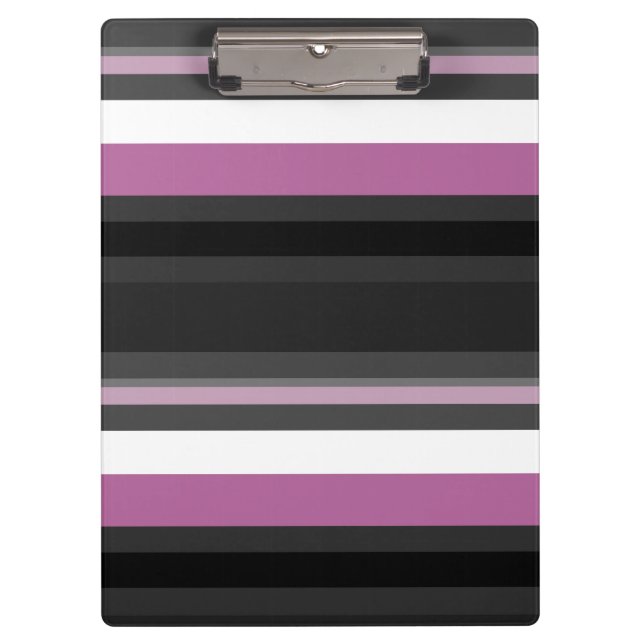 Black, Grey and White Stripes Clipboard (Front)