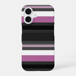 Black, Grey and White Stripes iPhone 16 Case