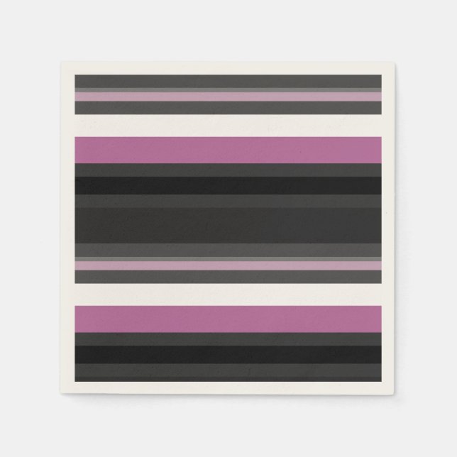 Black, Grey and White Stripes Napkin (Front)