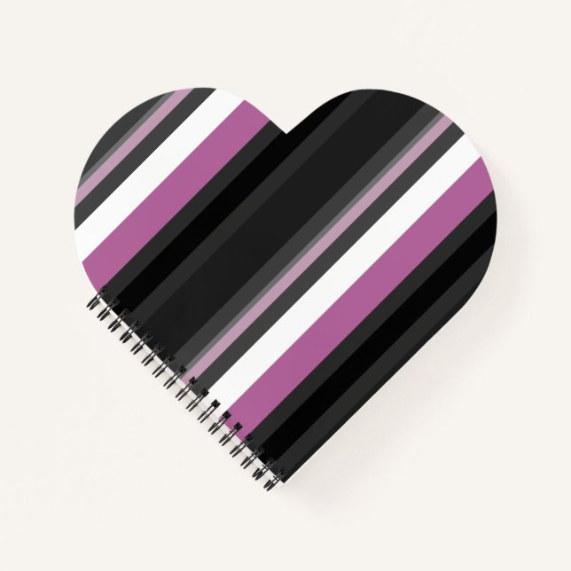 Black, Grey and White Stripes Notebook (Front)