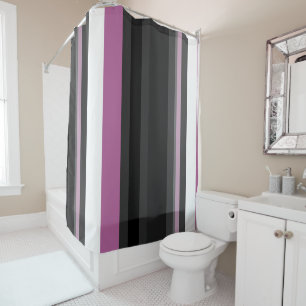 Black, Grey and White Stripes Shower Curtain
