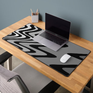 Black, grey and white zigzag desk mat