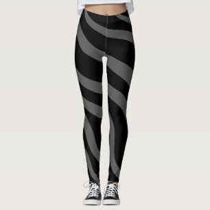 Black &Grey animal Zebra print pattern Leggings