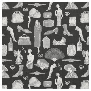 black grey art deco 1920s flapper glamour feminine fabric