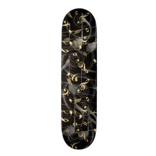 Black grey artistic music notes skateboard deck
