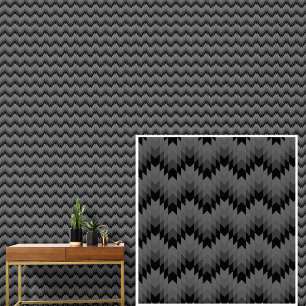 Black Grey Autumn Tones Geometric Waves Stripes Wallpaper
