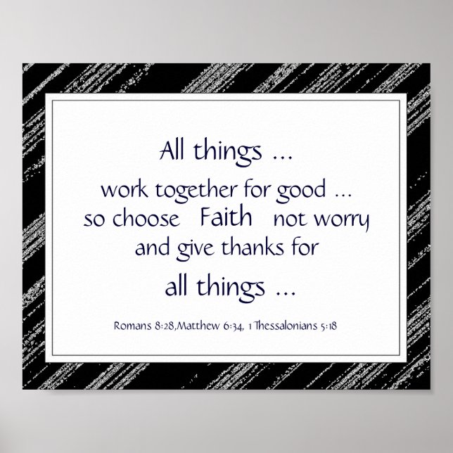 Black Grey  Bible Scripture Encouragement Quotes Poster (Front)