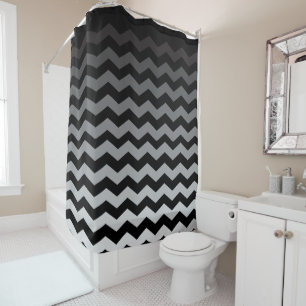 Black & Grey Blend Chevron Pattern   DIY Colour Shower Curtain