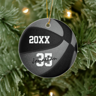 black grey boys girls team colours basketball ceramic ornament