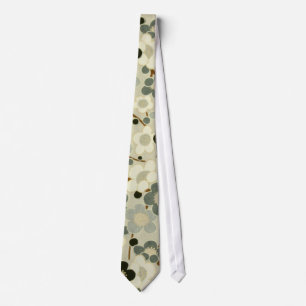 Black, Grey, Brown & White Flowers Tie
