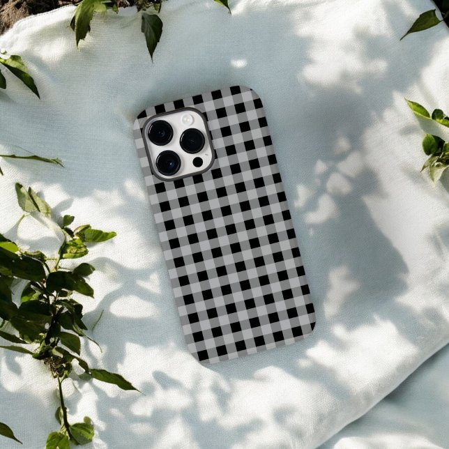 Black Grey Buffalo Plaid Modern Gift Case-Mate iPhone Case (Creator Uploaded)