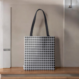 Black Grey Buffalo Plaid Modern Office Style Tote Bag