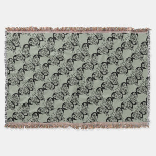 Black & Grey Butterfly Throw Blanket