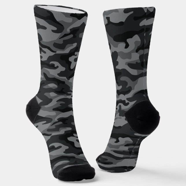Black & Grey Camo  Case | Dark Camouflage Pattern  Socks (Angled)