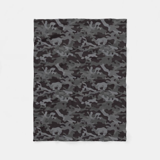 Black & Grey CAMO  Fleece Blanket (Front)
