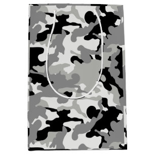 Black & Grey Camo  Medium Gift Bag