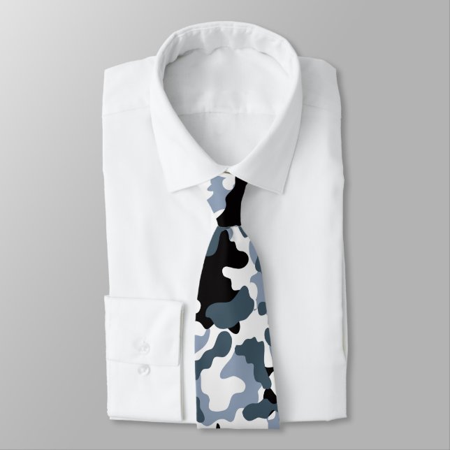 Black Grey Camo Neck Tie (Tied)