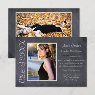 Black/Grey Chalkboard - 3x5Graduation Announcement