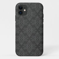 Black Grey Charcoal Damask Pattern