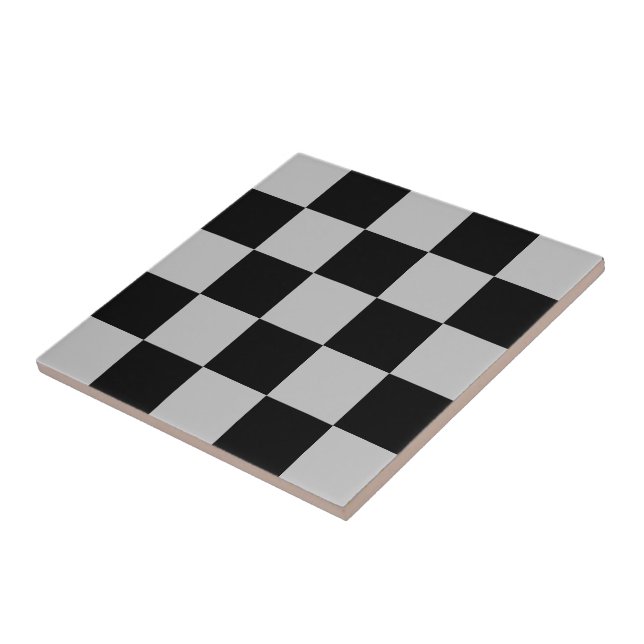 Black Grey Check Ceramic Tile (Side)