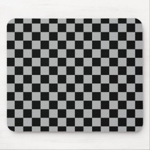 Black + Grey Check Chequered Chequerboard Pattern Mouse Pad