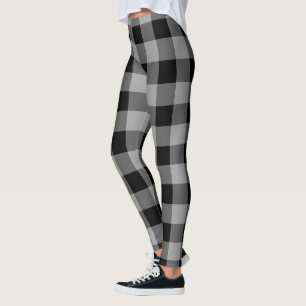 Black Grey Check Leggings