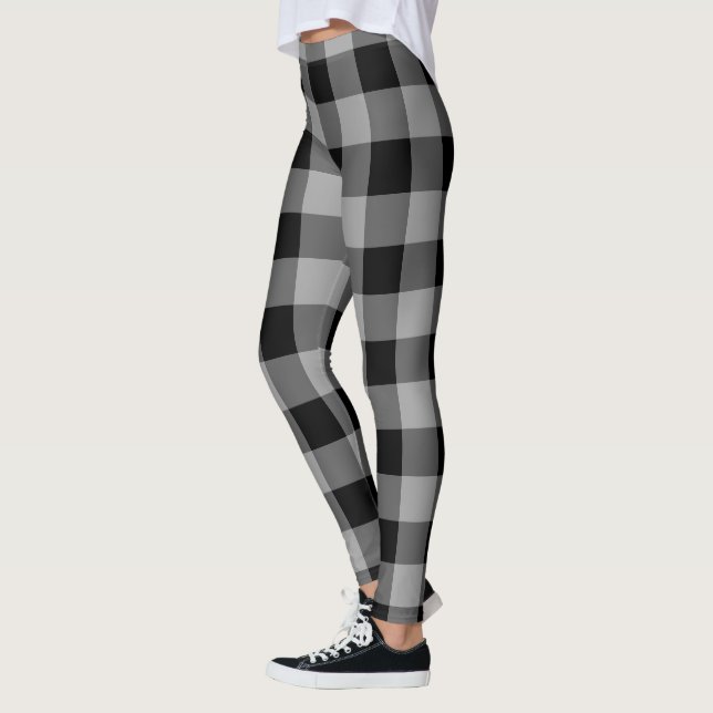 Black Grey Check Leggings (Left)