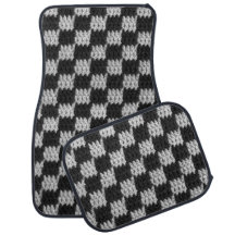 Black Grey Chequered Artisan Crochet Print Set