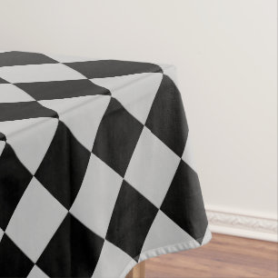 Black Grey Chequered Sport Flag Tablecloth