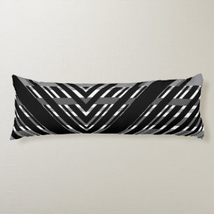 Black Grey Chevron Barcode Striped Body Cushion