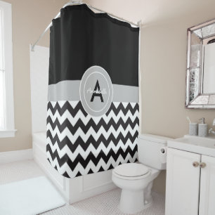 Black Grey Chevron Shower Curtain