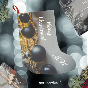 Black Grey Christmas Ornaments with Garlands Small Christmas Stocking