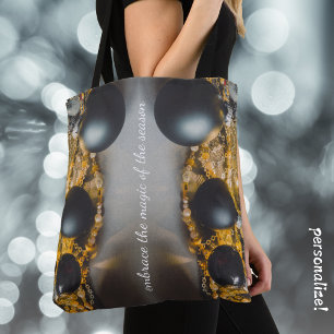Black Grey Christmas Ornaments with Garlands Tote Bag