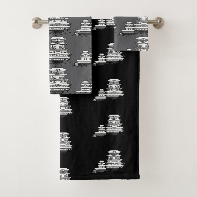 Black Grey Combo Exotic Abode  Bath Towel Set (Insitu)