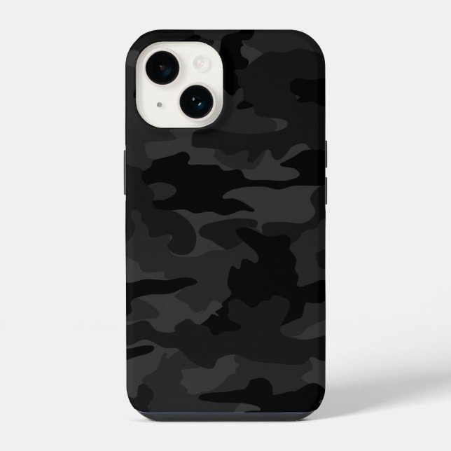 Black & Grey Cool Camo Camouflage Pattern Durable iPhone Case (Back)
