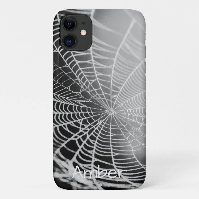 Black Grey Creepy Spooky Spider Web Personalised Case-Mate iPhone Case (Back)