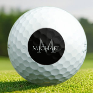 Black Grey Custom Monogram Name Initial Golf Balls